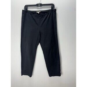 Eileen Fisher Tapered Crop Organic Cotton Spandex Black Pants Size Medium Petite
